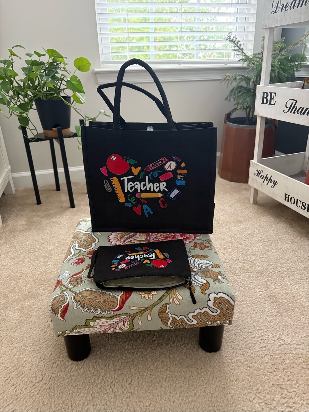 Temu " Teacher” 2 Piece Tote Set